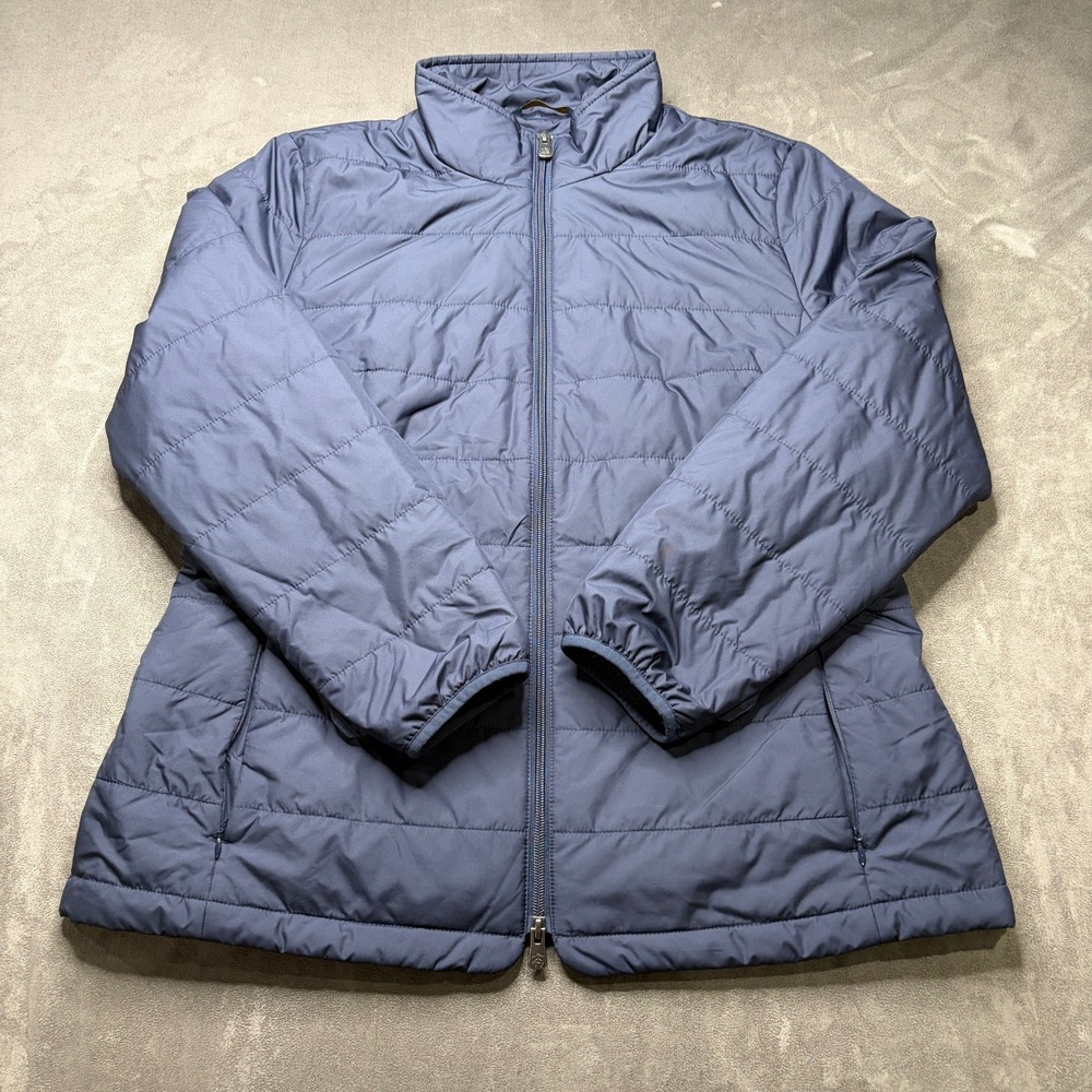 Brooks Brothers Puffer Jacket Womens Sz L Navy Quilted Thermore United Airlines